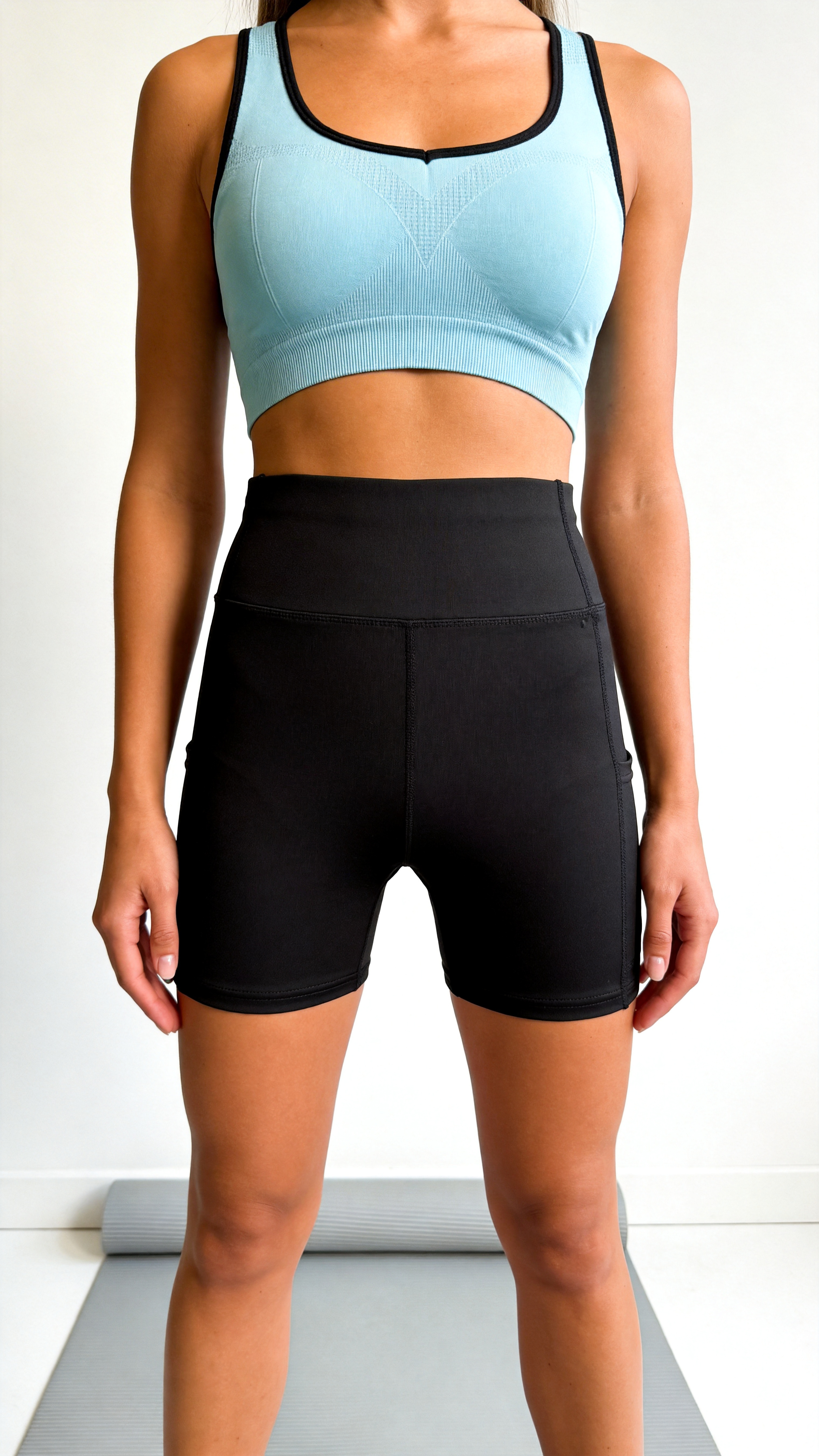 Seamless Racerback Yoga Sports Bra - Lake Blue