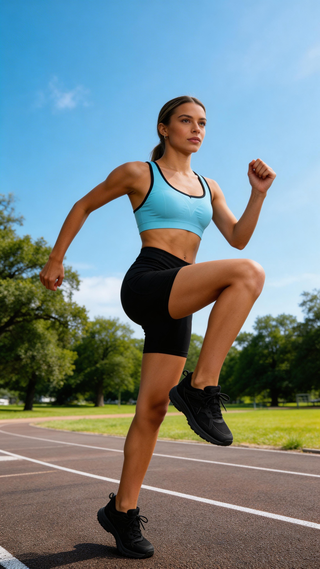 Seamless Racerback Yoga Sports Bra - Lake Blue