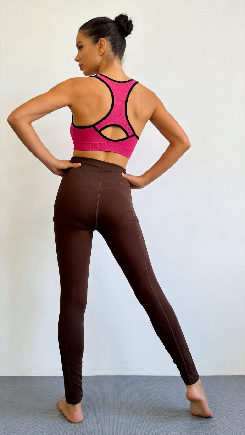 High-Waist Coffee Brown Pocket Yoga Leggings