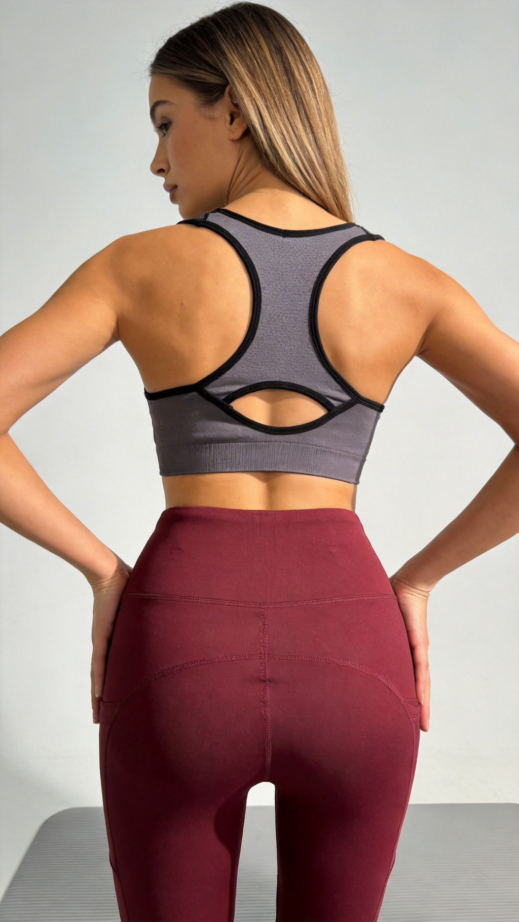 High-Waist Burgundy Pocket Yoga Leggings