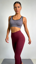 High-Waist Burgundy Pocket Yoga Leggings