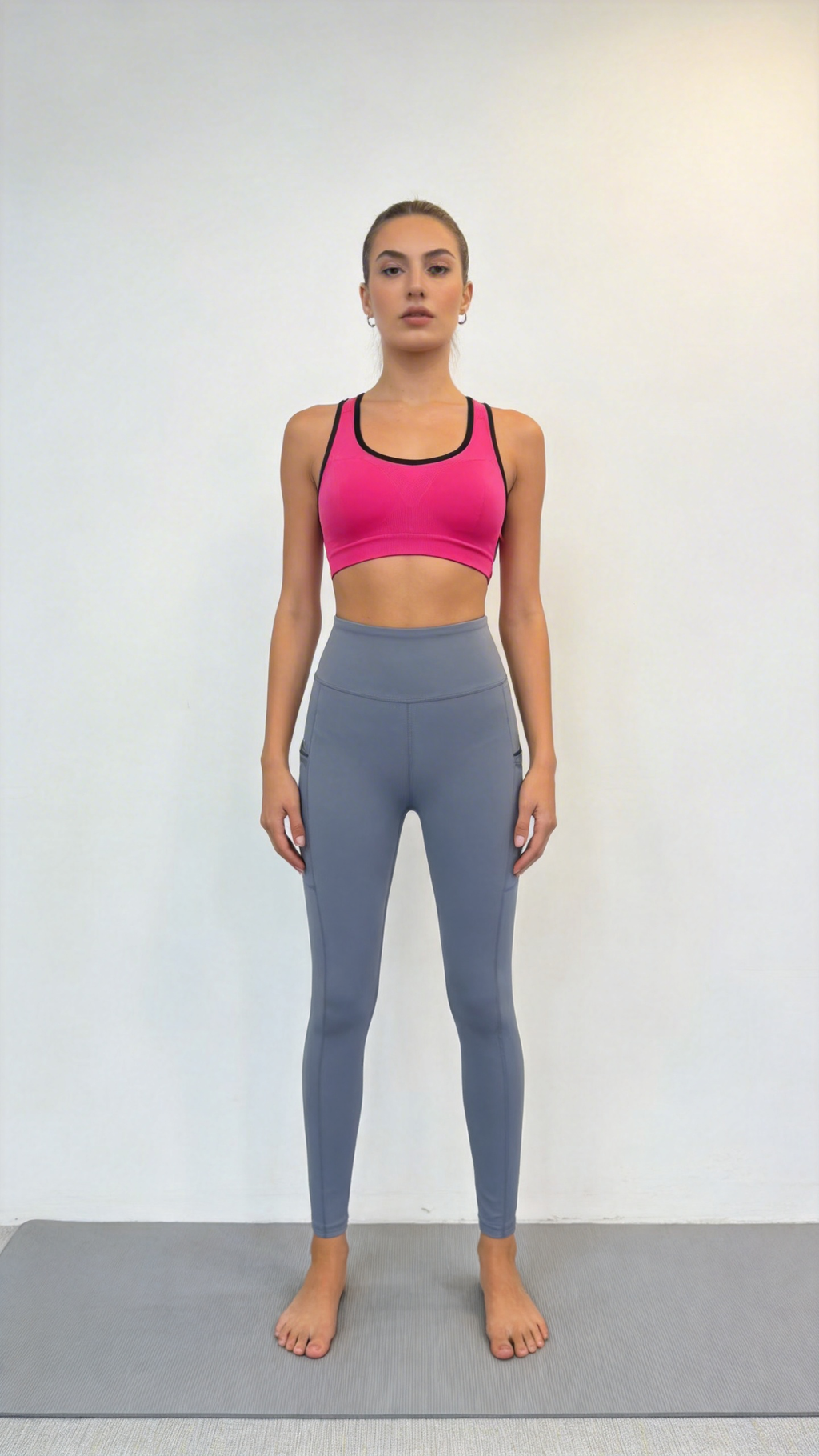 High-Waist Charcoal Yoga Leggings with Side Pockets