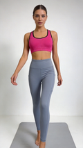 High-Waist Charcoal Yoga Leggings with Side Pockets