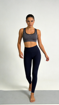 High-Waist Navy Yoga Leggings with Side Pockets