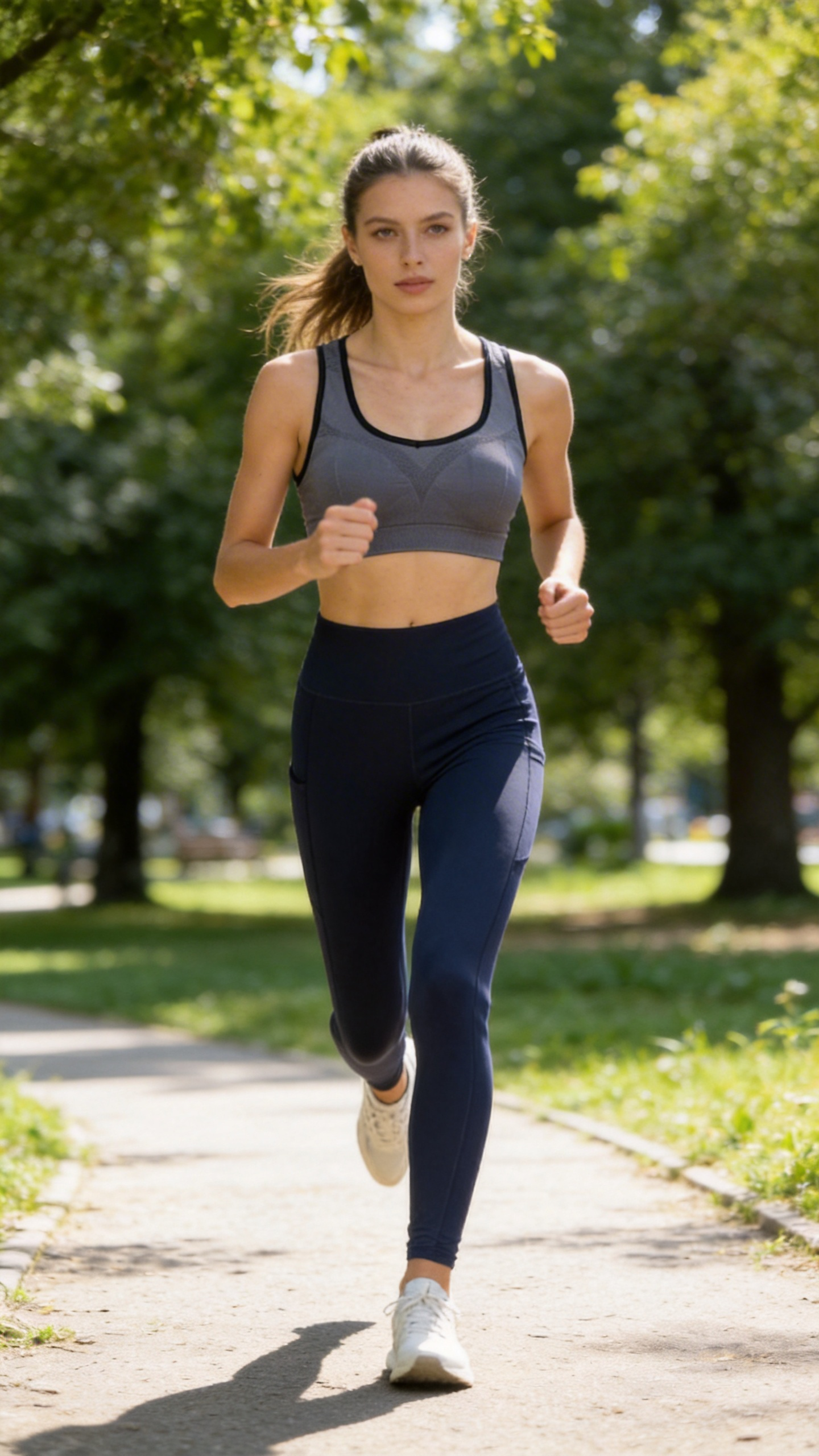 High-Waist Navy Yoga Leggings with Side Pockets