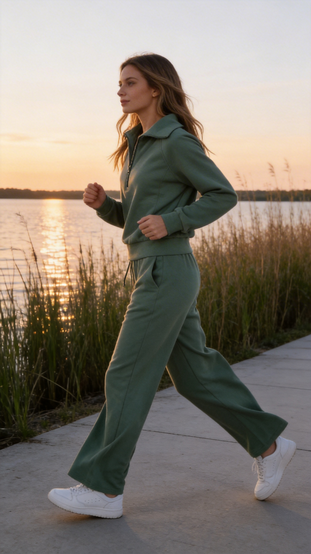 Sage Green Half-Zip Lounge Set