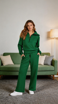 Green Half-Zip Lounge Set