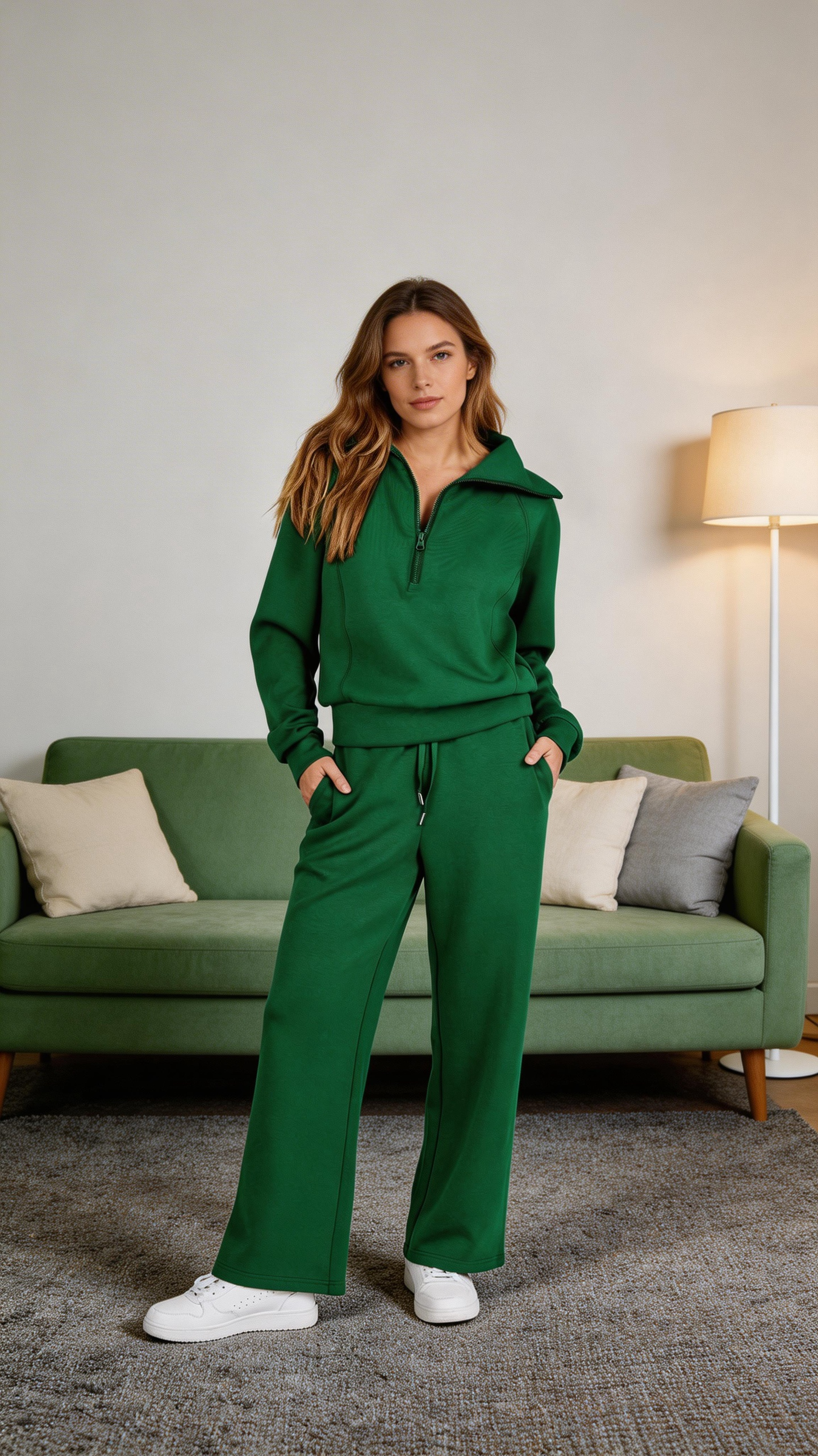 Green Half-Zip Lounge Set