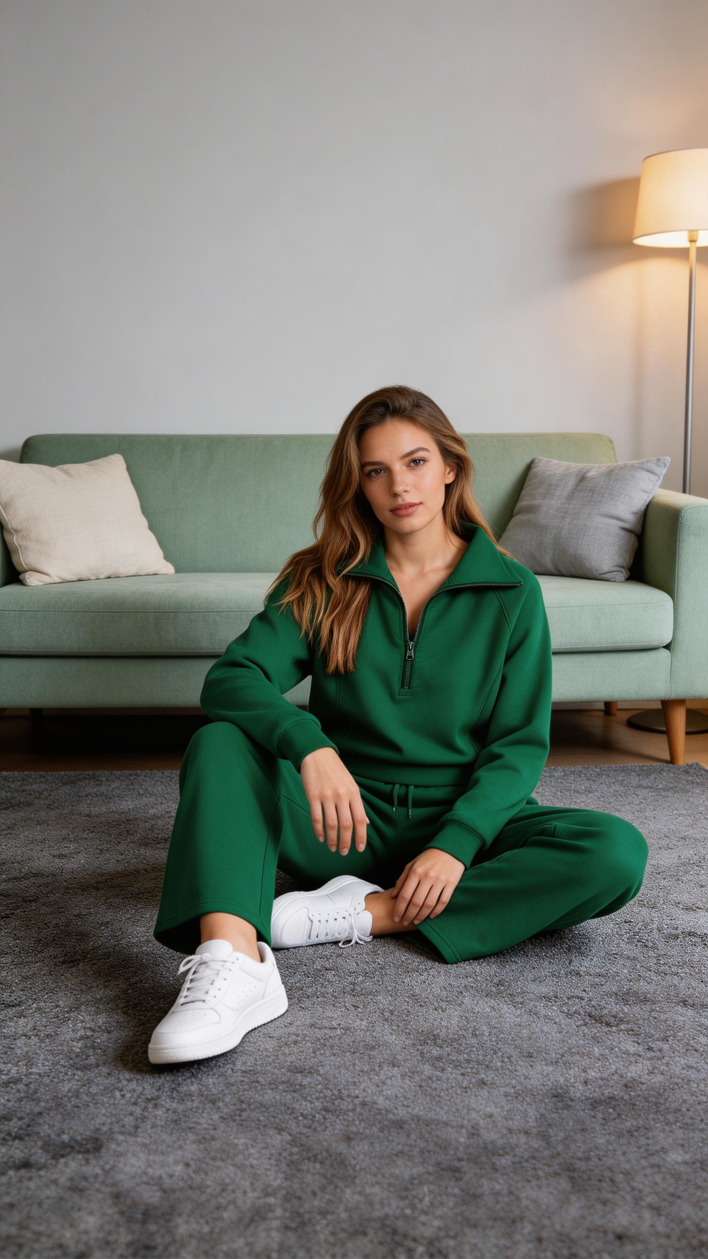 Green Half-Zip Lounge Set
