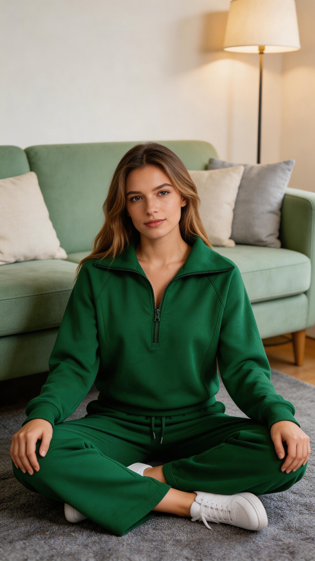 Green Half-Zip Lounge Set