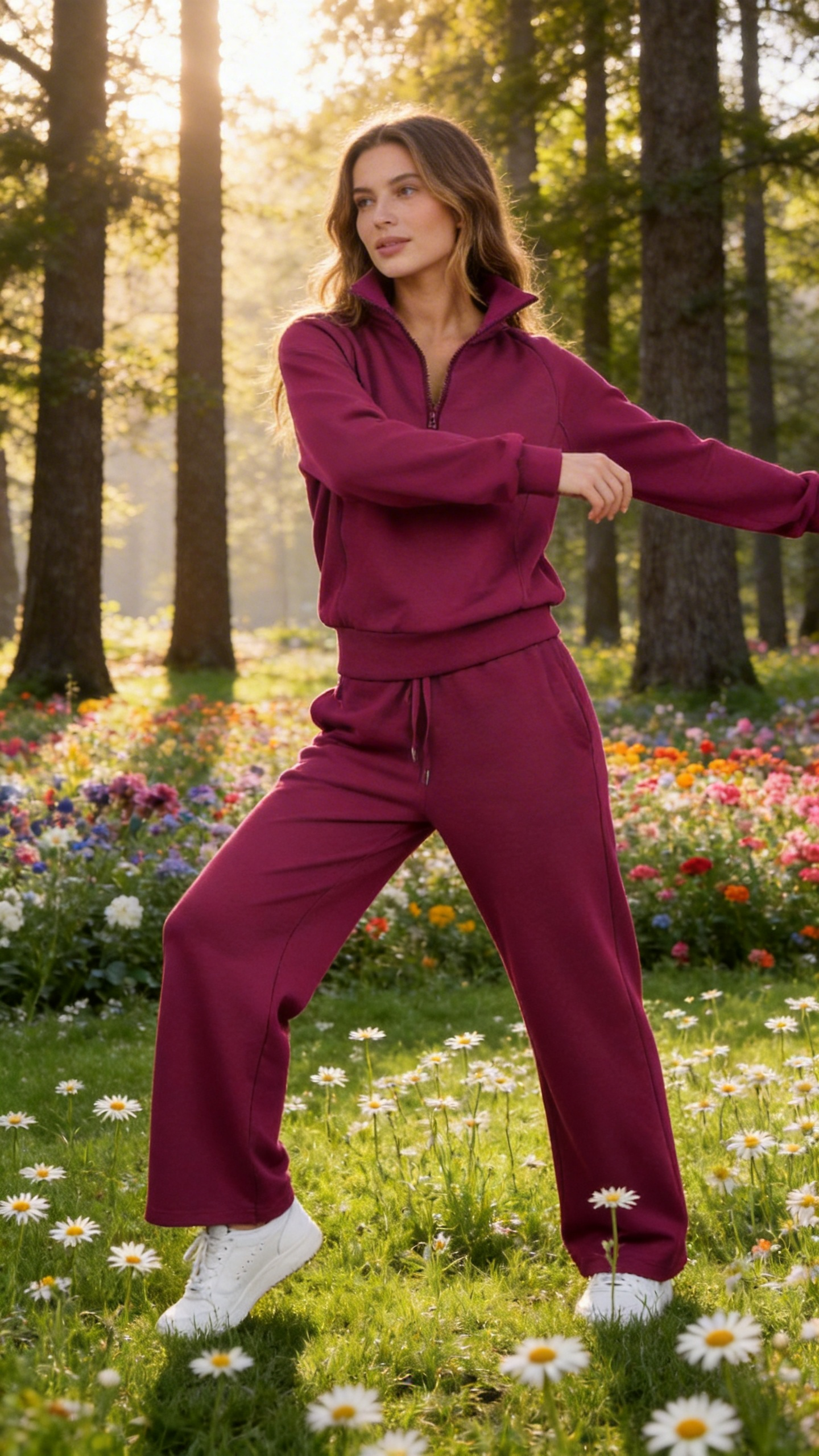 Fuchsia Half-Zip Lounge Set