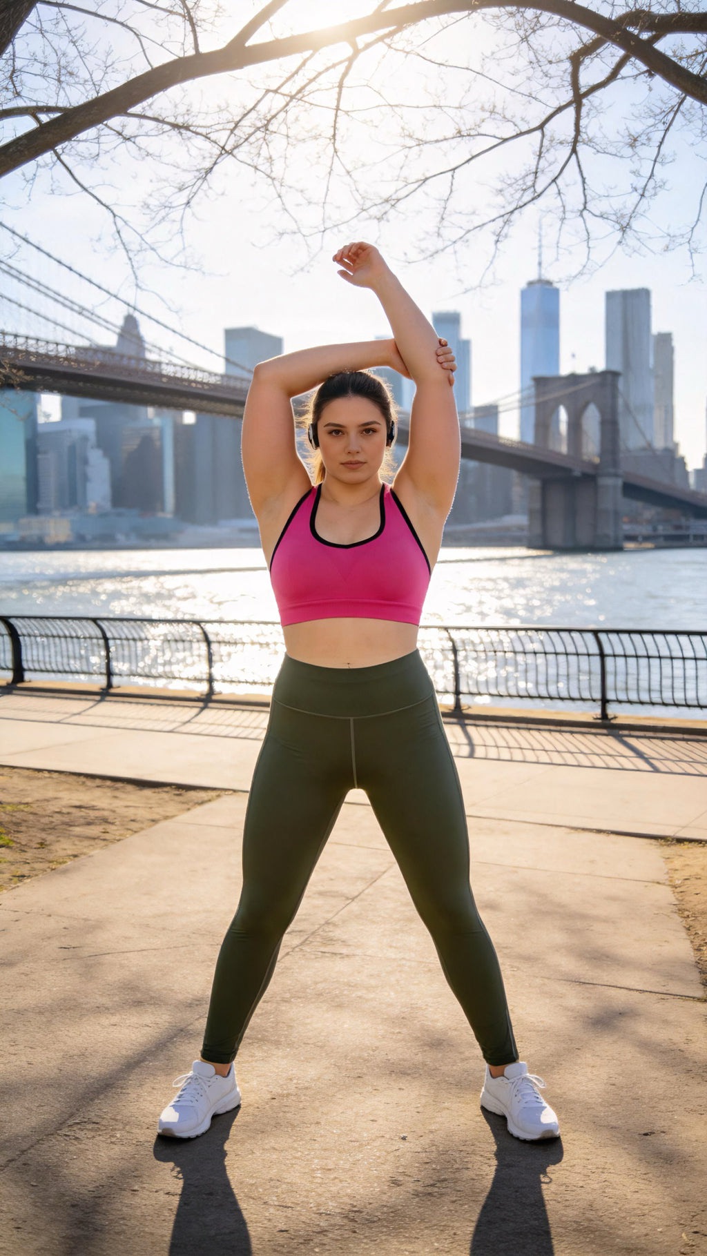 High Waist Yoga Leggings with Pockets - Olive Green