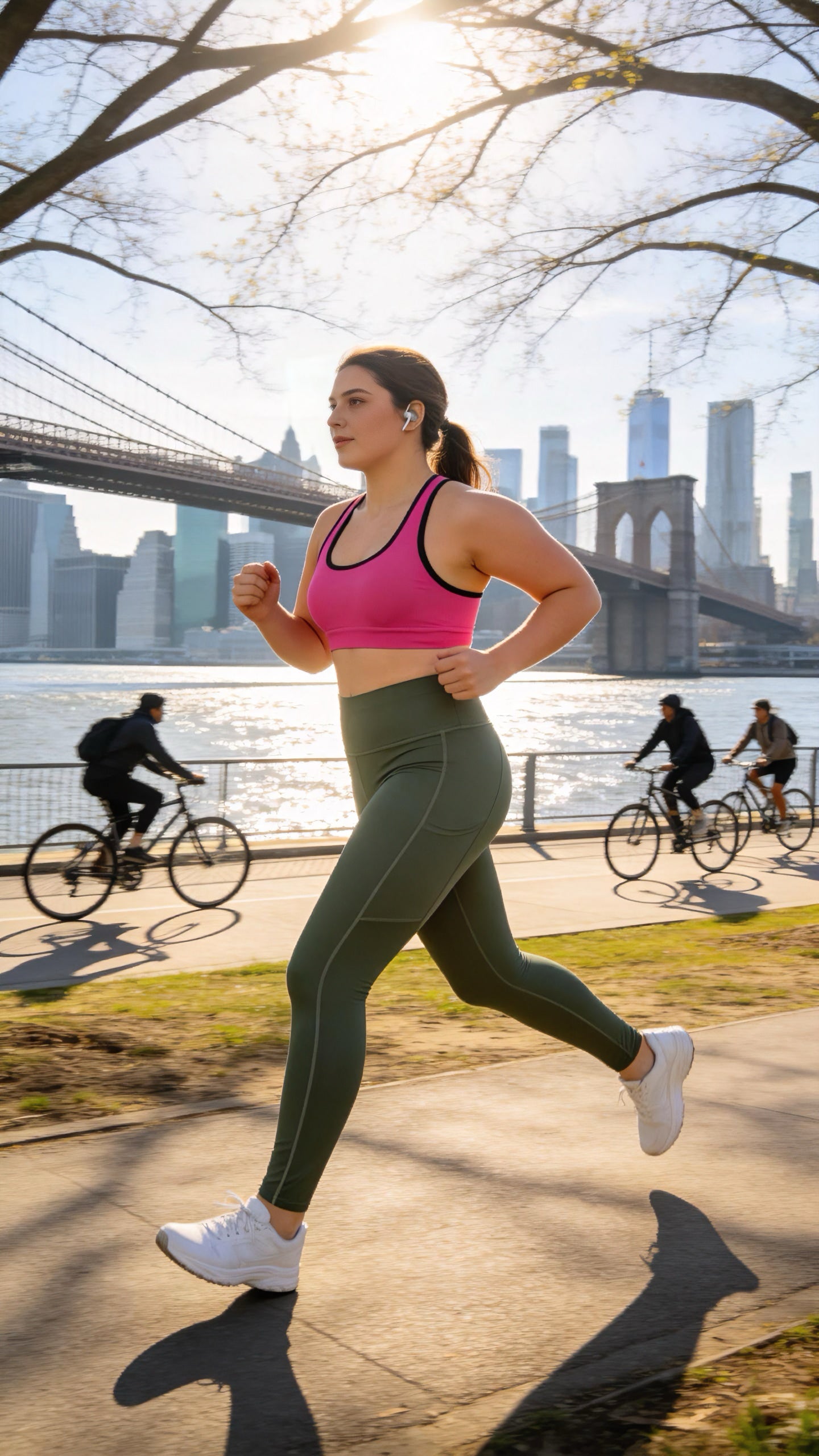 High Waist Yoga Leggings with Pockets - Olive Green