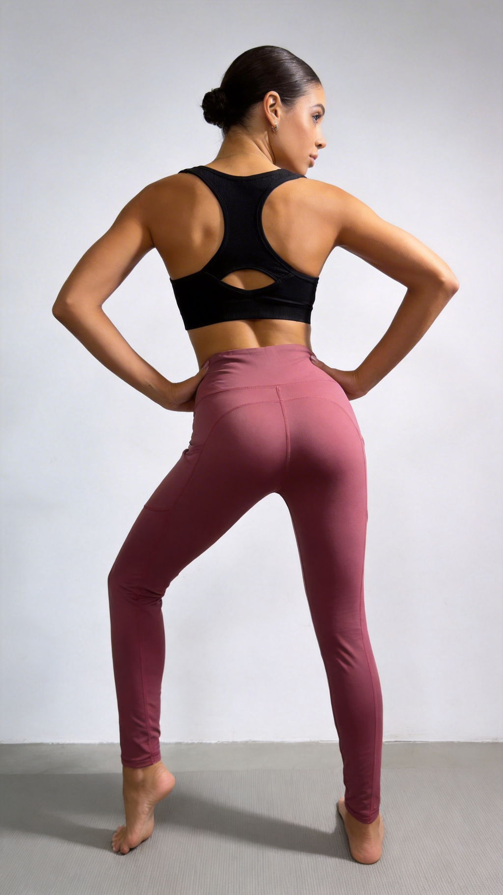 High-Waist Dusty Rose Pocket Yoga Leggings