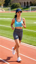 High-Waist  Gray Yoga Shorts with Side Pockets