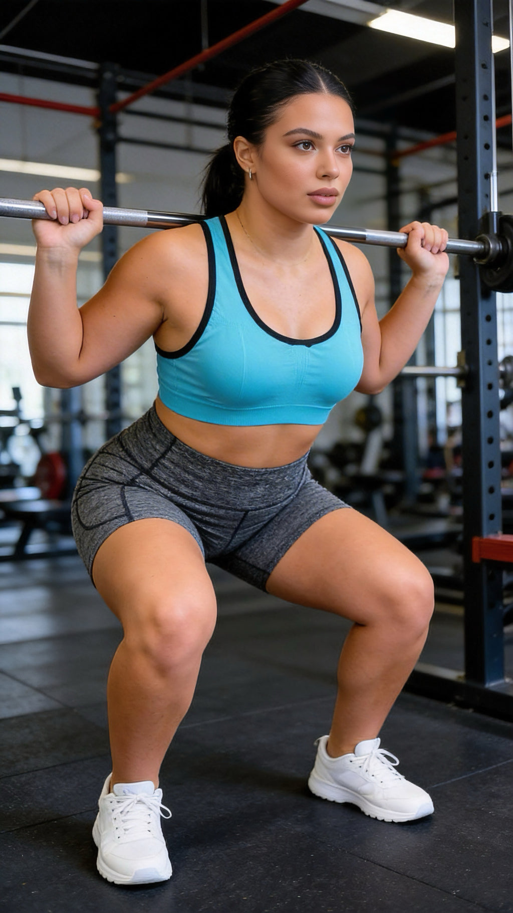 High-Waist  Gray Yoga Shorts with Side Pockets