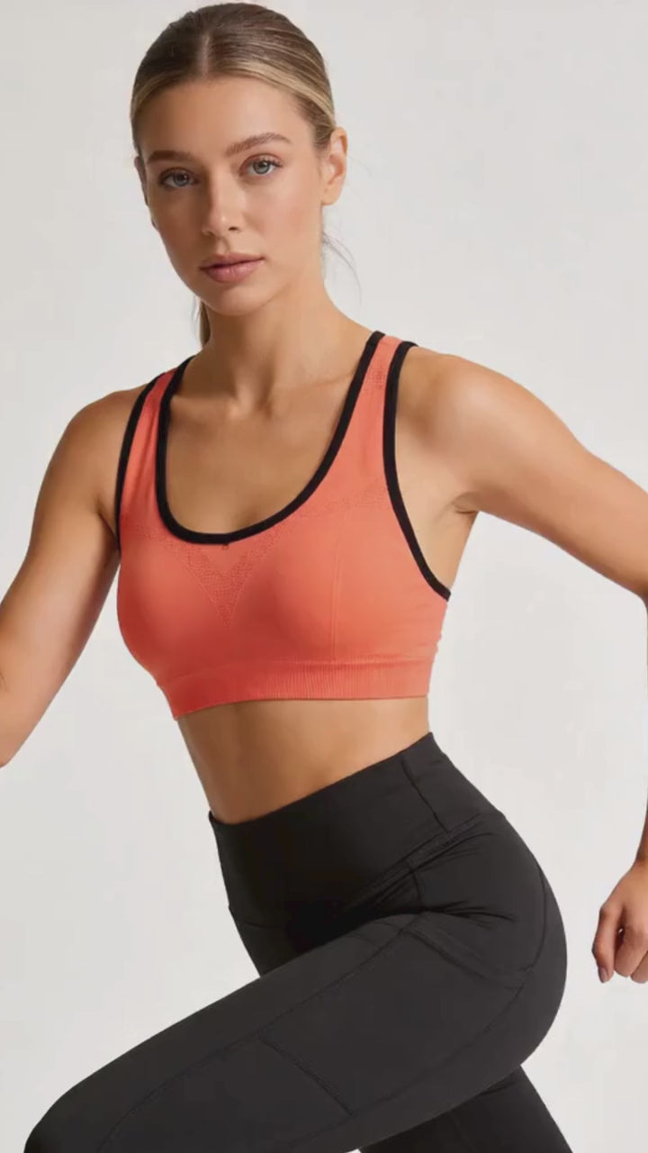 Seamless Racerback Yoga Sports Bra - Orange